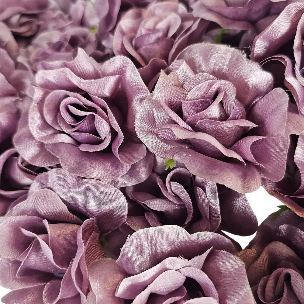 100 Plum Purple Satin Rose Heads Stemless Wedding Floral Craft DIY 2.5in